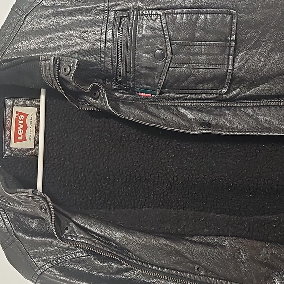 Levi's Leather Bomber Jacket - Size S - Black - Picture 3 of 4